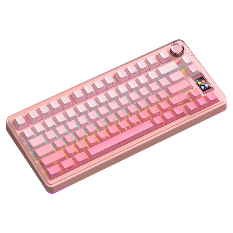 狼蛛S75pro无线三模客制化机械键盘游戏电竞CSGO打瓦用桃夭粉渐变