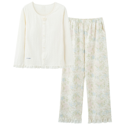 思莉太太女纯棉带胸垫睡衣