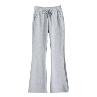 灰色微喇裤女2026新款春秋小个子高腰显瘦直筒喇叭裤休闲运动裤子