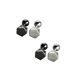 黑色耳骨钉女纯银针螺丝拧睡觉免摘2025新款几何六角耳屏耳钉耳饰