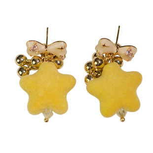 《奶黄星星》原创多巴胺少女甜美精致蝴蝶结泡泡耳钉耳夹耳环耳饰