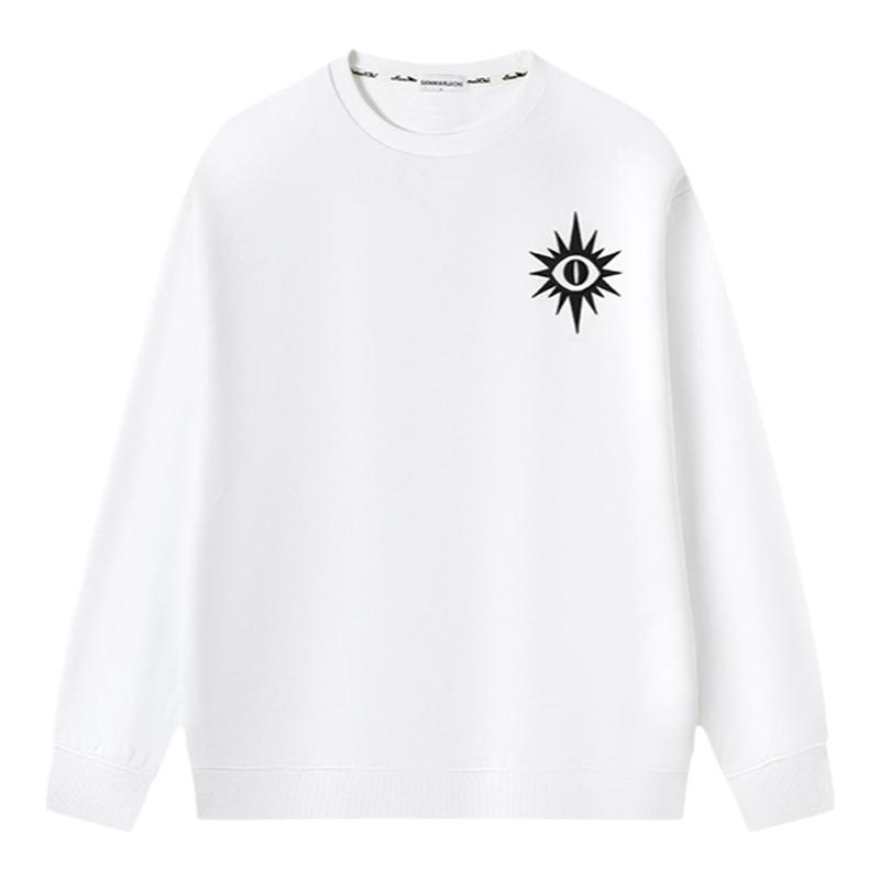 2024秋冬魔术眼3D钢印国潮圆领长袖宽松潮流百搭刺绣卫衣男士长衣