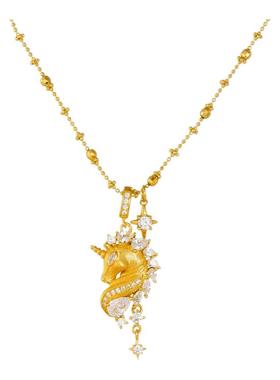 Nicole Jewelry 梦幻木马中古拉丝闪钻芒星马年项链女本命年礼物