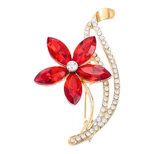 玻璃水晶花朵胸针女高档服装胸花防走光领口固定别针时尚百搭饰品