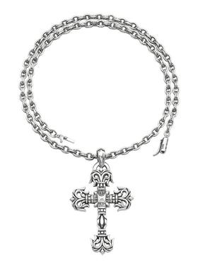 CH克罗伈十字架宝剑六芒星泰银925情侣项链做旧复古字母链潮吊坠