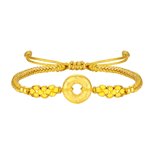 周大生转珠阁黄金平安扣手链足金硬金平安顺遂手链送女友生日礼物