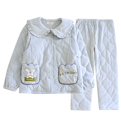 A类产妇家居月子服三层加绒加厚