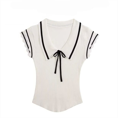 学院风娃娃领针织衫女百搭上衣