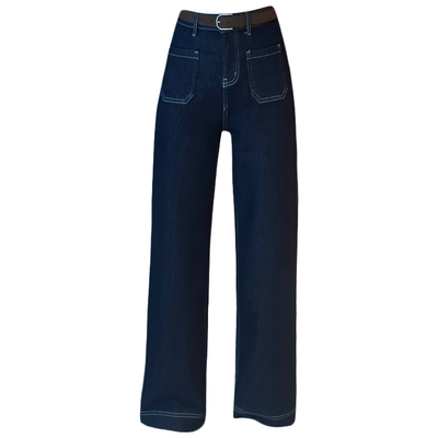 冬季保暖加绒宽松窄版牛仔阔腿裤