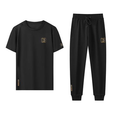 男士短袖t恤套装夏季冰丝透气宽松运动休闲青少年时尚潮流两件套