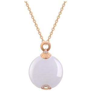 老庙黄金18K金项链钻石镶嵌锁骨链素链女送礼物官方正品颈饰定价