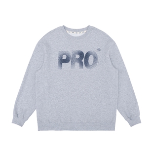 PROS BY CH渐变PRO印花圆领情侣卫衣复古基础宽松纯色套头衫长袖