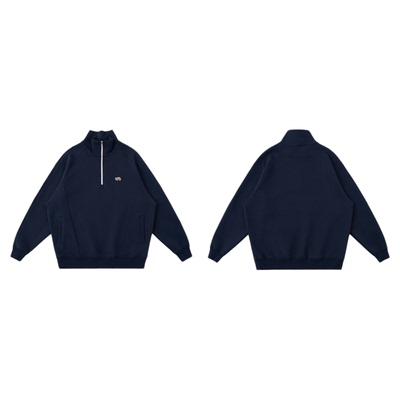 warmtrees树树脆脆乐园瓢虫绣标半拉链空气棉卫衣2025新休闲卫衣