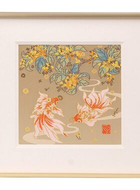 南京云锦研究所金鱼桂冠装饰挂画
