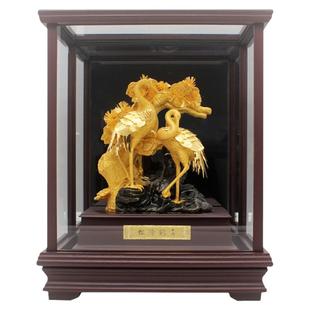 松龄鹤寿足金金箔大摆件5060创意长辈祝寿生日贺寿礼物送老人寿辰