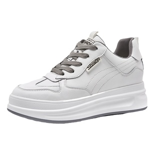 真皮内增高小白鞋女款2026新款时尚老爹鞋坡跟休闲运动鞋女款单鞋