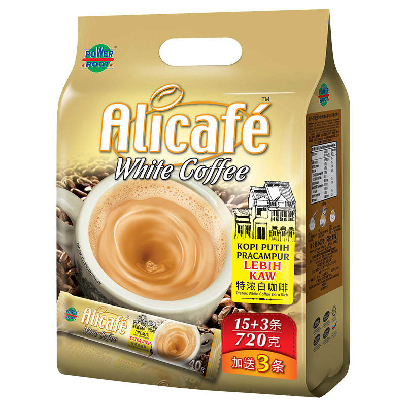 马来西亚进口Alicafe啡特力特浓咖啡三合一速溶白咖啡粉小条袋装