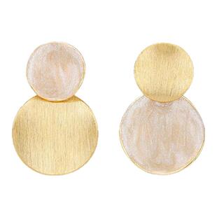 卡洛美拉丝圆片不对称耳环女简约气质精致耳钉925银针高级感耳饰