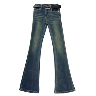 李李服饰低腰纯欲风紧身微喇加绒牛仔裤女25冬款显瘦显腿细拖地裤