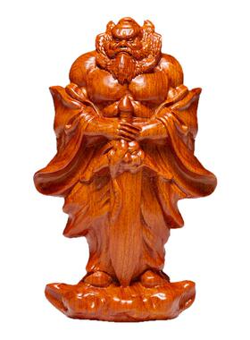 花梨木雕天师福神钟馗摆件雕像家居客厅供奉神像装饰品实木工艺品