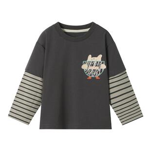 贝肽斯【7A抗菌】儿童长袖t恤2026春装新款宝宝男女童假两件上衣