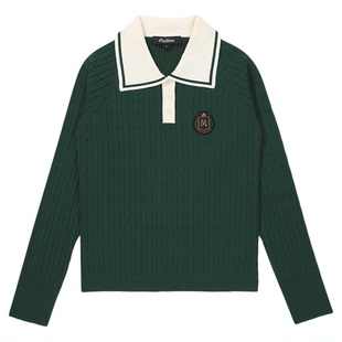 25秋冬季韩国MALBON高尔夫女装运动休闲套装翻领针织衫五分裤短裤