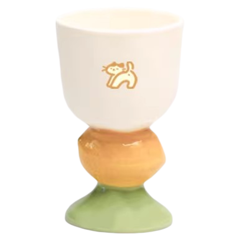 mimiyes奶油猫猫陶瓷高脚咖啡杯