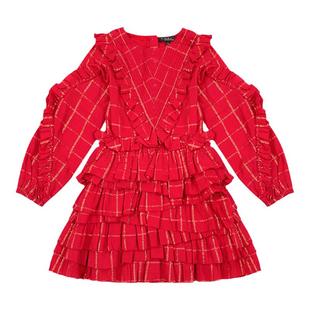 RollingKids 女童连衣裙设计感长袖衬衫百褶裙春秋款童装