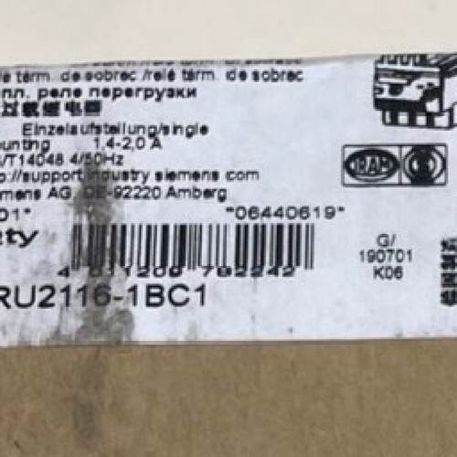 询价-热过载继电器，型号3RU2116-1BC1，1.4