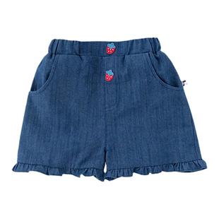 【软牛仔】幼歌婴儿草莓休闲牛仔短裤夏季新款宽松柔软木耳边裤子