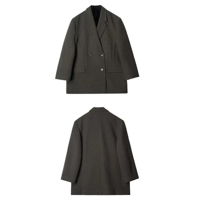 洛边常规复古长袖双排扣西装服