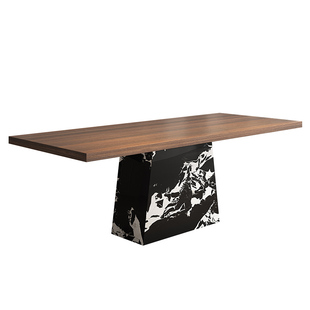 宫殿威仪岩板实木餐桌子客厅长方形餐桌椅2026新款家用高级感饭桌