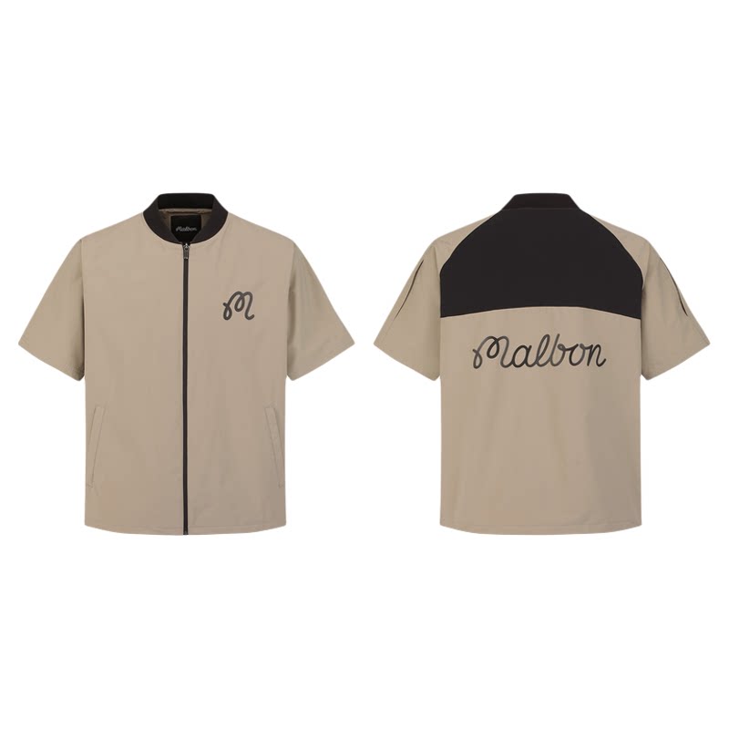 春夏新款韩版malbon高尔夫男款短袖短裤套装运动速干轻薄透气时尚
