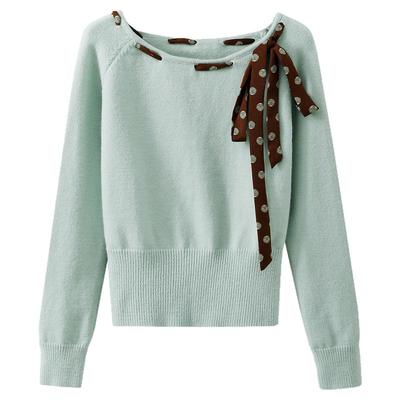 夕蒙2025新款秋冬韩系气质上衣小众设计感高级感小个子斜肩毛衣女