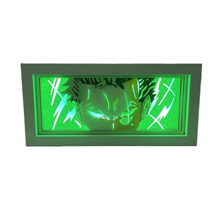 海贼王纸雕灯桌面卧室摆件路飞相框床头灯木质灯动漫礼物小夜灯