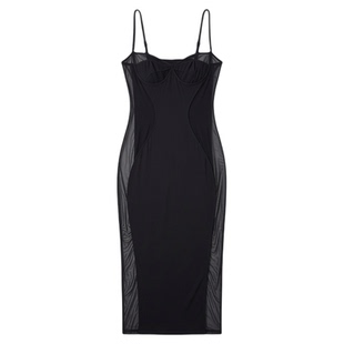 夜店吊带网纱透视包臀长裙nightclub suspender mesh sheer dress