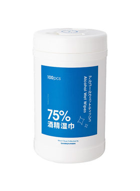 霜山桶装100抽酒精湿巾
