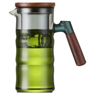 捷安玺茶壶泡茶家用高档竹子泡茶壶茶水分离高硼硅玻璃煮茶壶茶杯