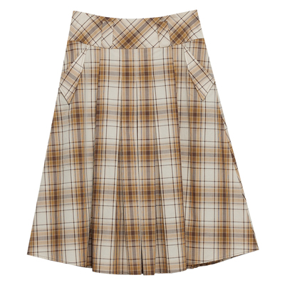 NancyCavally时髦宽腰袢格纹半裙