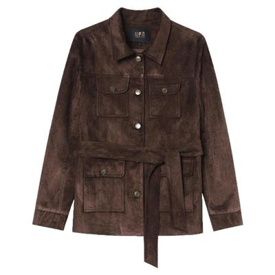 白鹿语复古美拉德系带收腰外套