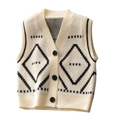 男童针织马甲韩版学院风格子毛衣