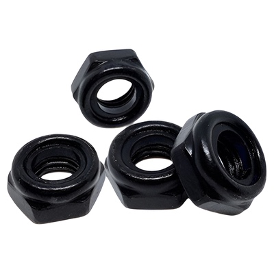 黑锌六角防松动锁紧螺母尼龙防滑