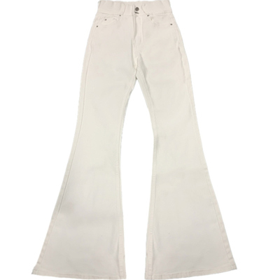 白色微喇牛仔裤女秋冬加绒加厚