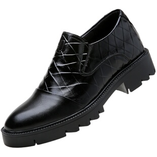 增高鞋男10男士内增高皮鞋8cm春季厚底一脚蹬商务真皮婚鞋男6cm