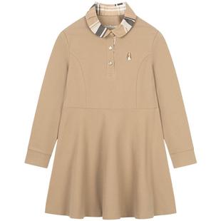 暇步士童装女童连衣裙春秋新款中大童甜美POLO裙儿童休闲气质裙子