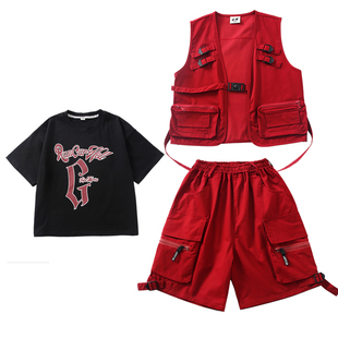 架子鼓演出服男孩酷炫街舞儿童潮服hiphop2025新款女童嘻哈套装夏