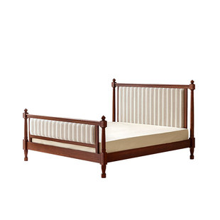 布染野柿子乌冬床中古风白蜡木复古榉木床板布艺主卧1.8米实木床