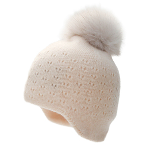 羊绒帽子美心童品高档儿童羊毛双层保暖宝宝针织护耳帽毛球2-10岁