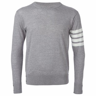 [6期免息]THOM BROWNE 男士经典四条纹羊毛圆领针织衫套头衫