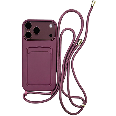 lizardhill 肤感卡包适用苹果18promax手机壳18pro新款樱桃红色iphone17pro女16斜挎背带挂绳15pro全包13/14p